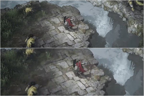 ▲엔씨소프트의 IP를 무단 도용한 에버배틀2. 방치형 2D게임 임에도 고품질 3D게임인 것처럼 허위광고했다. 위쪽이 프로젝트TL 트레일러, 아래가 에버배틀2 상업광고 화면.