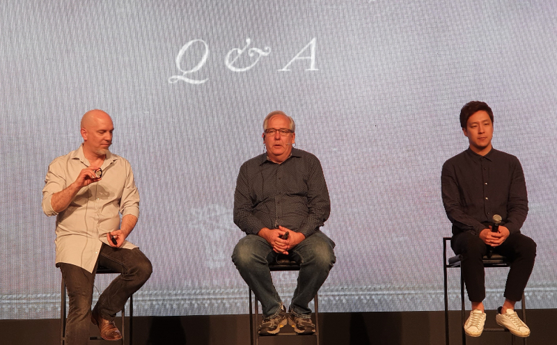 ▲ 좌로부터 WB게임즈 조나단 나이트 부사장, 나이언틱 존 비피안 총괄, SK텔레콤 김배훈 매니저