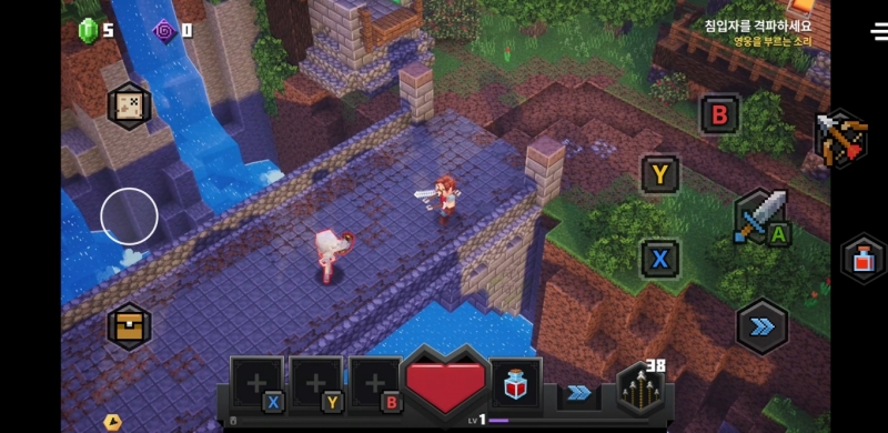 자체 컨트롤 인터페이스(UI)를 탑재한 '마인크래프트 던전스' 클라우드 플레이 화면