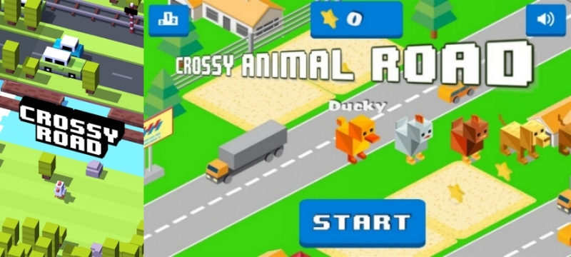 모바일게임 '길 건너 친구들'(왼쪽)과 MS 스토어에서 '동물의 숲'으로 판매 중인 게임 스크린샷 비교