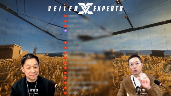 <사진> 넥슨게임즈 김명현 디렉터와 정동일 기획팀장이 '베일드 엑스퍼트'의 글로벌 테스트 성과와 앞으로의 개발 방향성을 설명하는 방송을 재개했다(출처='베일드 엑스퍼트' 유튜브)