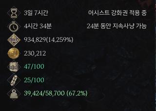 어시스트 모드가 켜진 상태에서도 다양한 정보를 확인할 수 있다