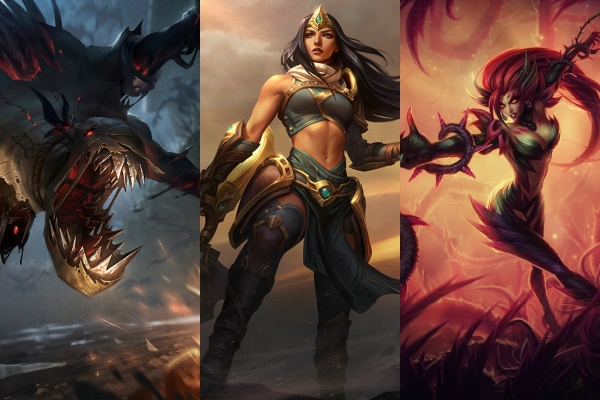 4.4패치에 추가될 피들스틱(왼쪽), 시비르(가운데), 자이라(출처-'리그오브레전드' 홈페이지)