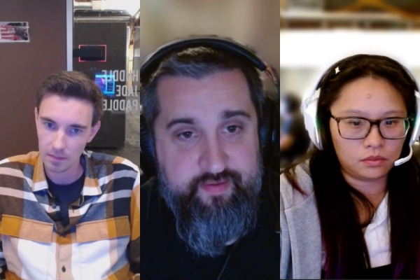 <사진> 왼쪽부터 라이엇게임즈 매튜 위트록 세트 리드 기획자, 스티븐 모티머 게임플레이 디렉터, 크리스틴 라이 선임 프로듀서