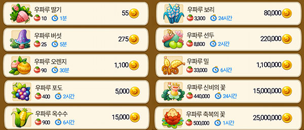 10종류의 다양한 먹이