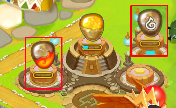 좌측의 붉은색과 갈색 조합은 아르망, 우측의 갈색 바탕에 불속성 문양이 단비다