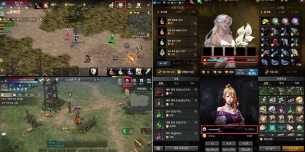 위 화면이 '리니지M', 아래 화면이 'R2M'이다.(출처=엔씨)