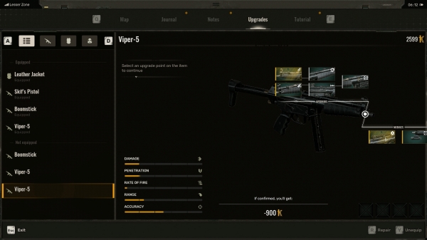 기술자에게 총기 업그레이드를 의뢰한다.