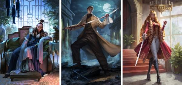 (왼쪽부터)원효, 원술, 마를레네 변신 스킨 일러스트