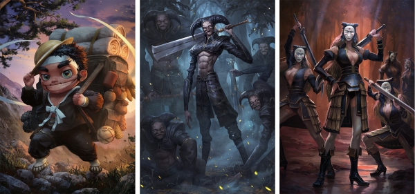 (왼쪽부터) 방자, 팬텀솔져, 각시부대 마법인형 일러스트