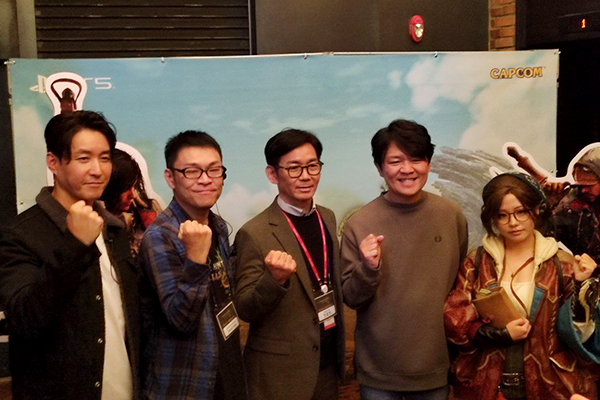 (왼쪽부터) 심형탁, 캡콤 토쿠다 유야 디렉터, 게임피아 정종헌 대표, 캡콤 츠지모토 료조 프로듀서