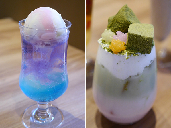 파의 레모네이드(880엔) / 전광석의 말차 라떼(880엔)