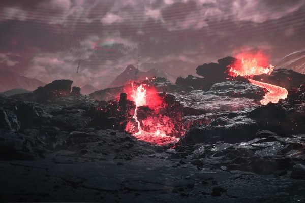 XD HALL 내 측면과 천장에는 환경 영상이 투사된다. 소형 몬스터 등이 움직이는 모습과 화산 폭발 등을 볼 수 있다