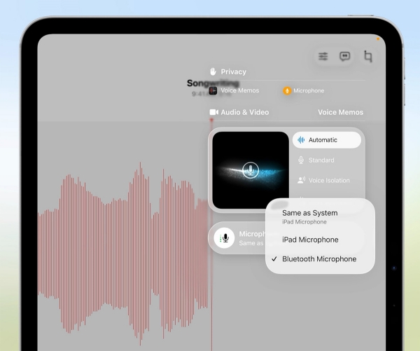 앱이나 웹사이트별로 사용할 마이크를 설정할 수 있다.