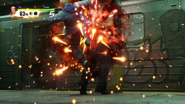 잡은 적을 벽까지 운반해 제압하는 '월 크래시'. 액션 중에는 무적 상태이며 위력도 높다.